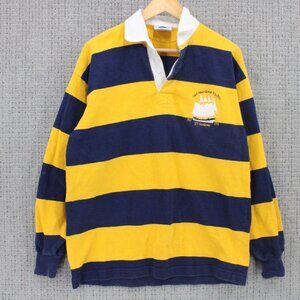 Vintage Rugby Wear Barbarian Polo Shirt Men Large Multicolor Striped Long Sleeve